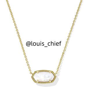 Elisa Gold Pendant Necklace in Ivory Mother-of-Pearl